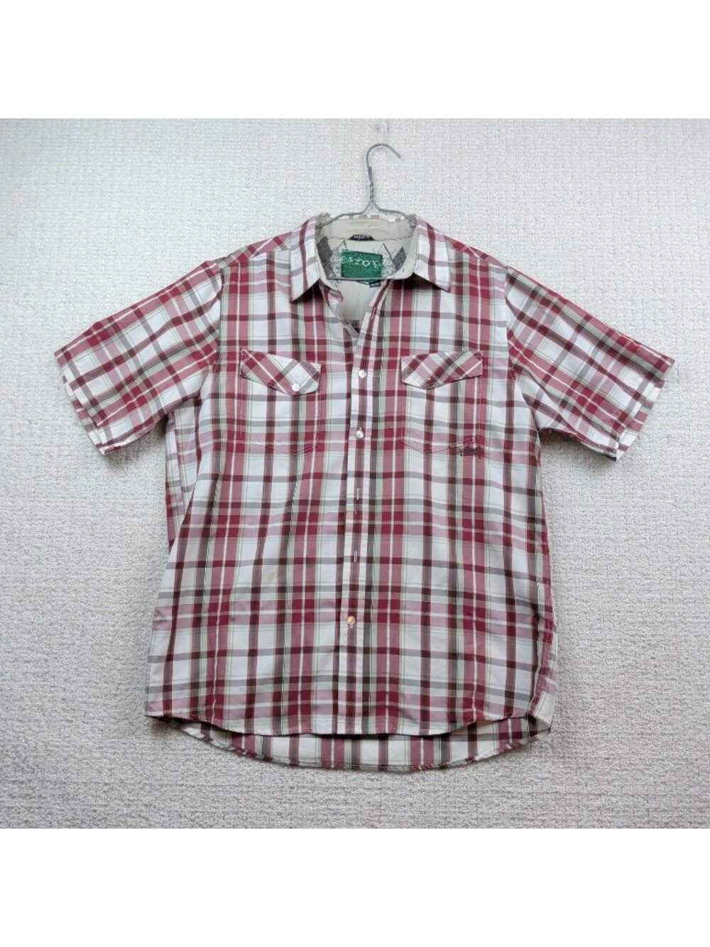 Y2K Billabong Red Plaid Short Sleeve Button Up Shirt Surfer Grunge 2000's Men M*